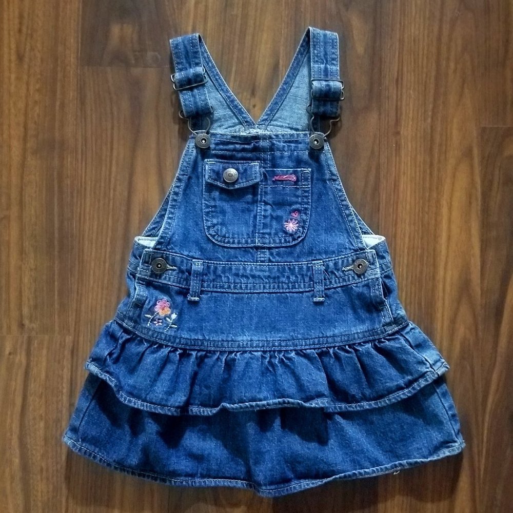 Baby Girls' OshKosh B'gosh Denim Overall/Jumper Dress, size 24 months, EUC - Picture 1 of 9